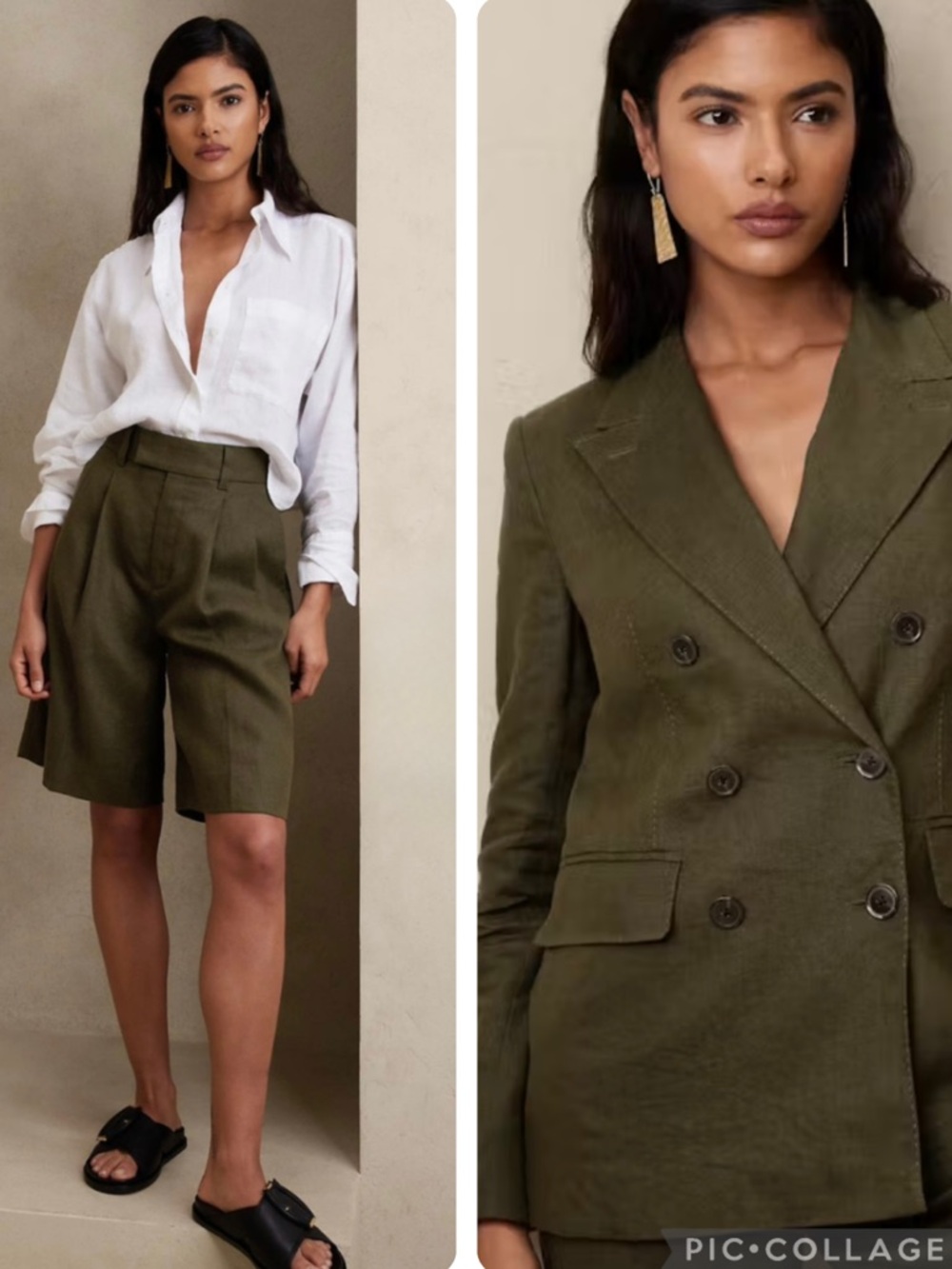 Banana Republic Olive Green Bermuda blazer set